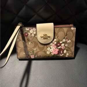 Coach Brown Floral Wristlet